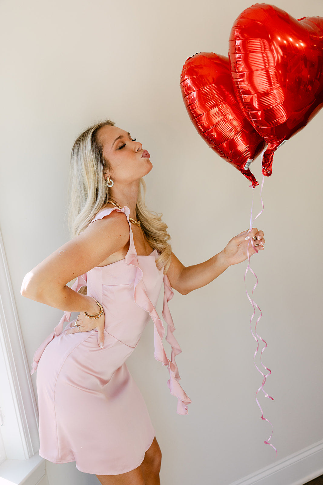 Esme Pink Ruffled Satin Mini Dress