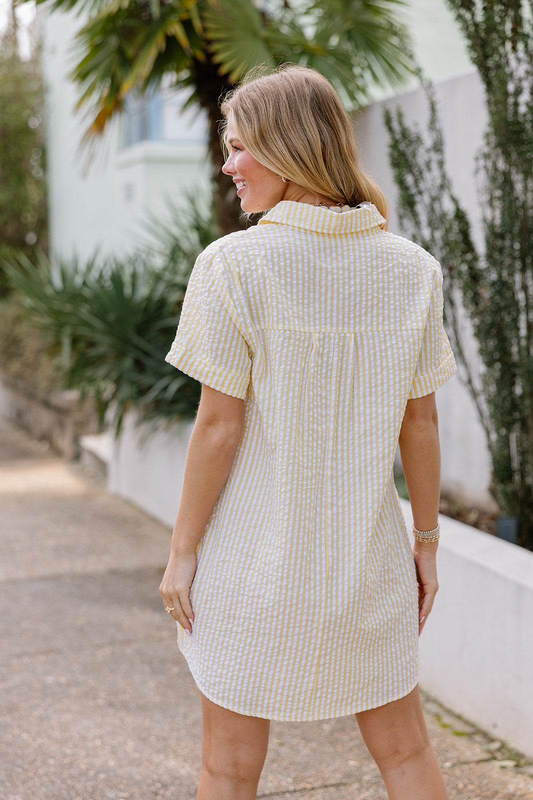 Leona Yellow & White Stripe Mini Dress