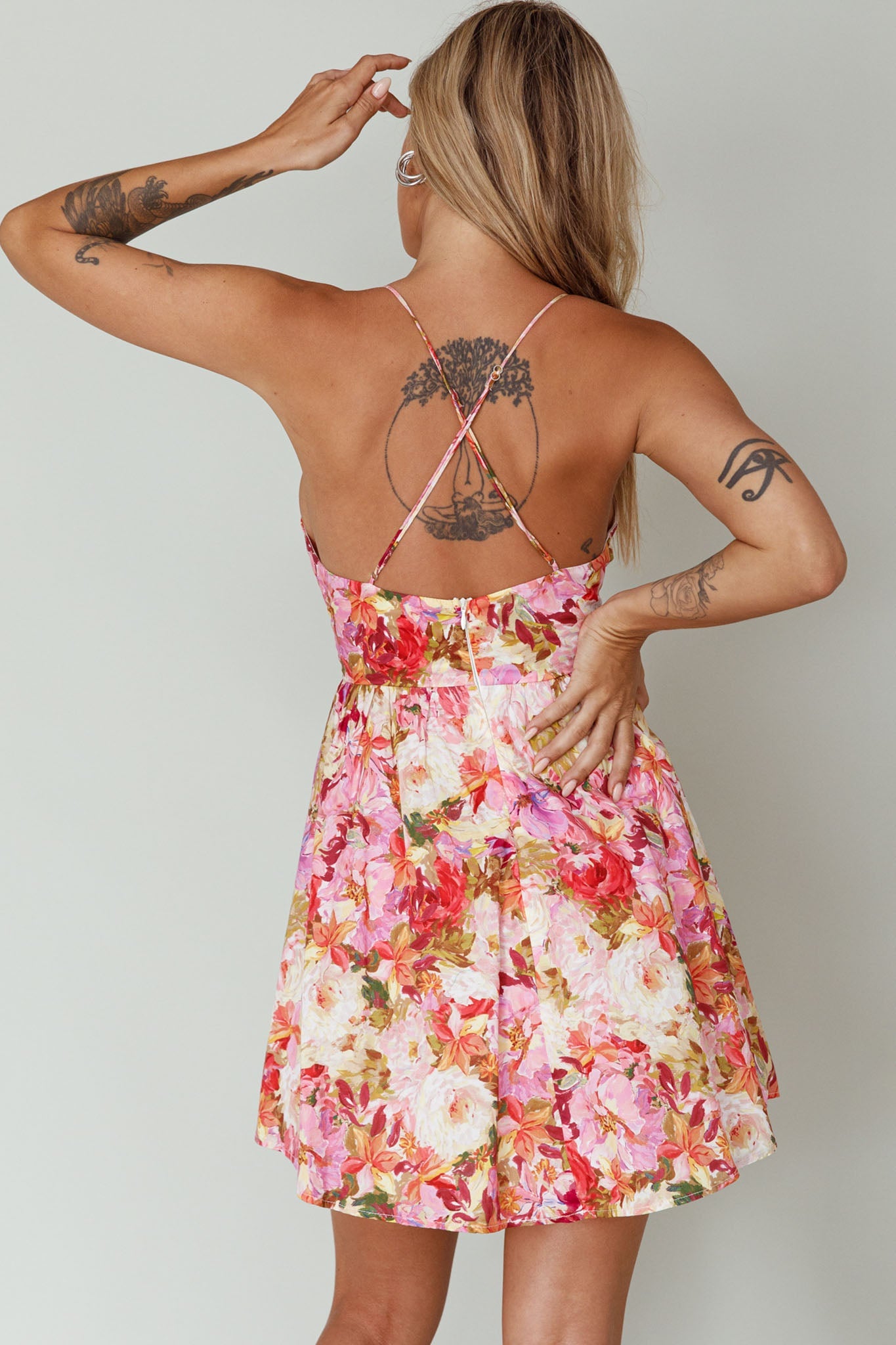 Le Jardins A-Line Mini Dress Floral Orange