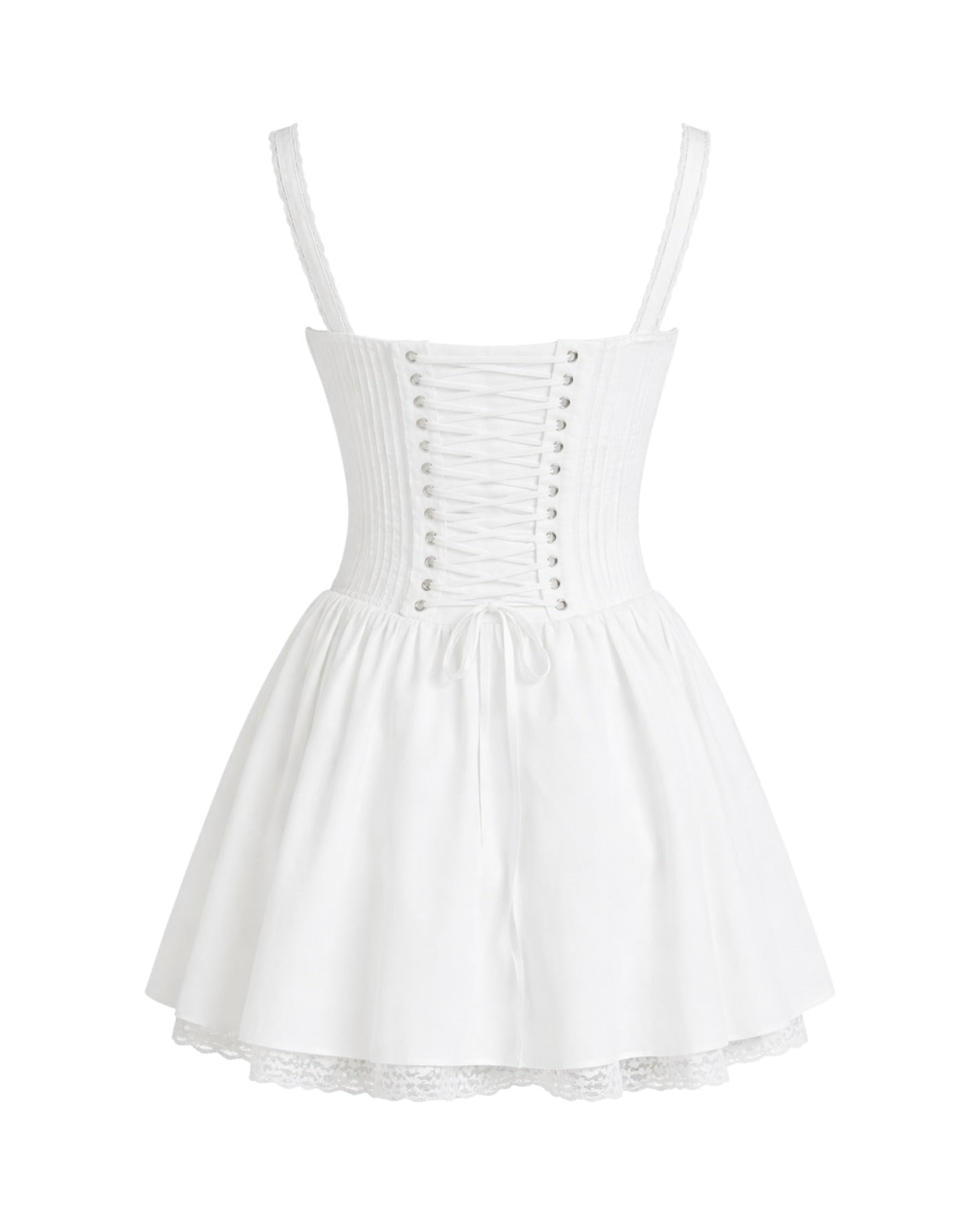 White Lace Up Corset Mini Dress
