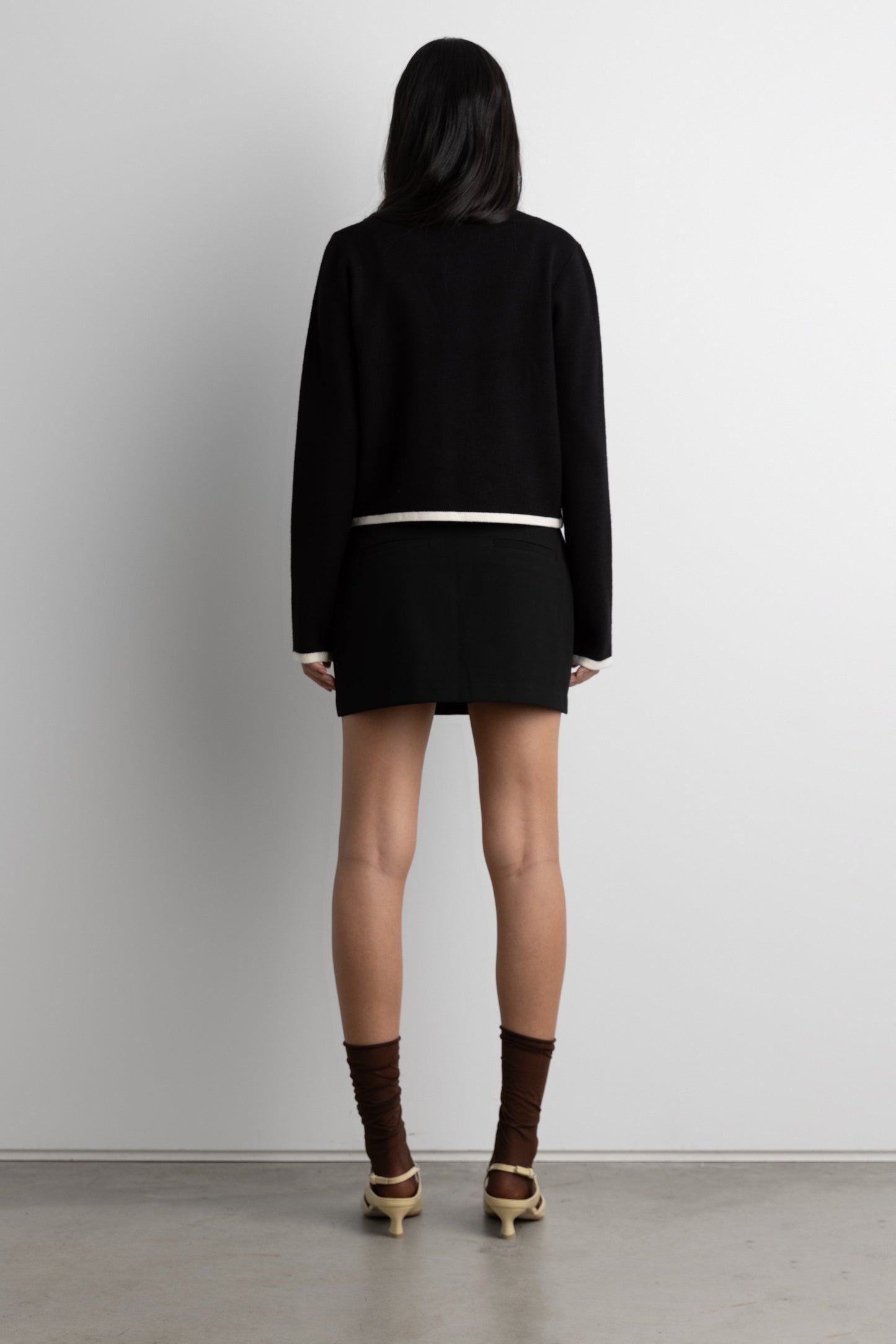CONTRAST TRIM OPEN FRONT SWEATER