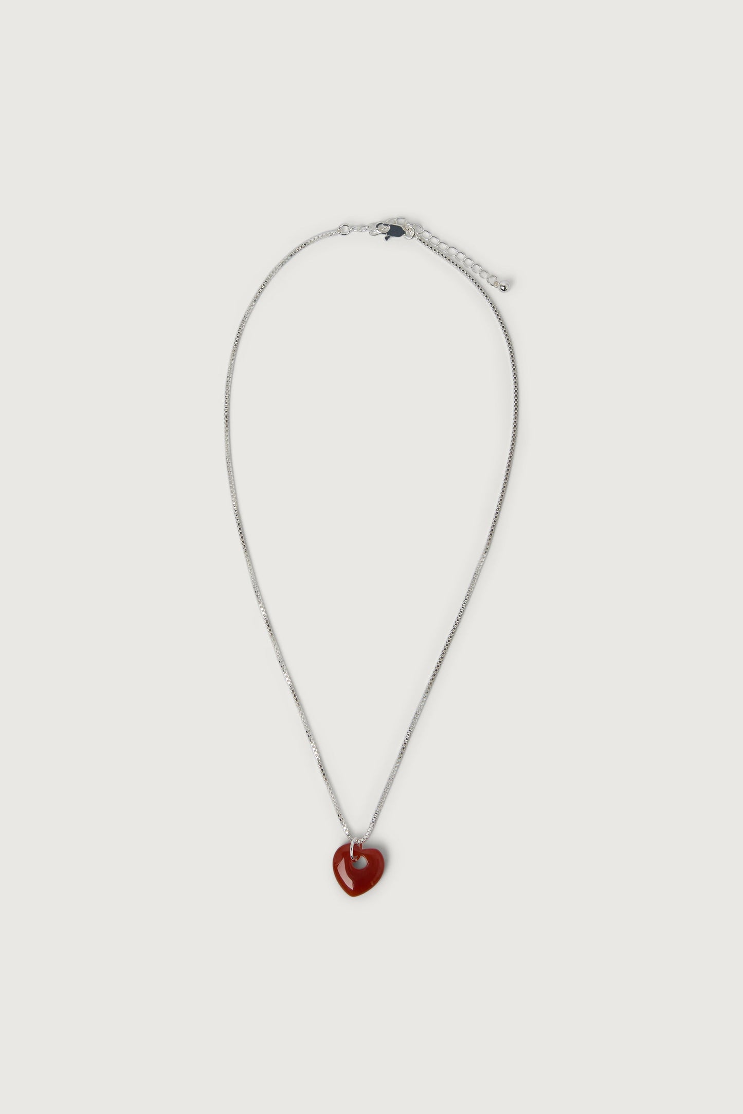 RED AGATE HEART PENDANT NECKLACE