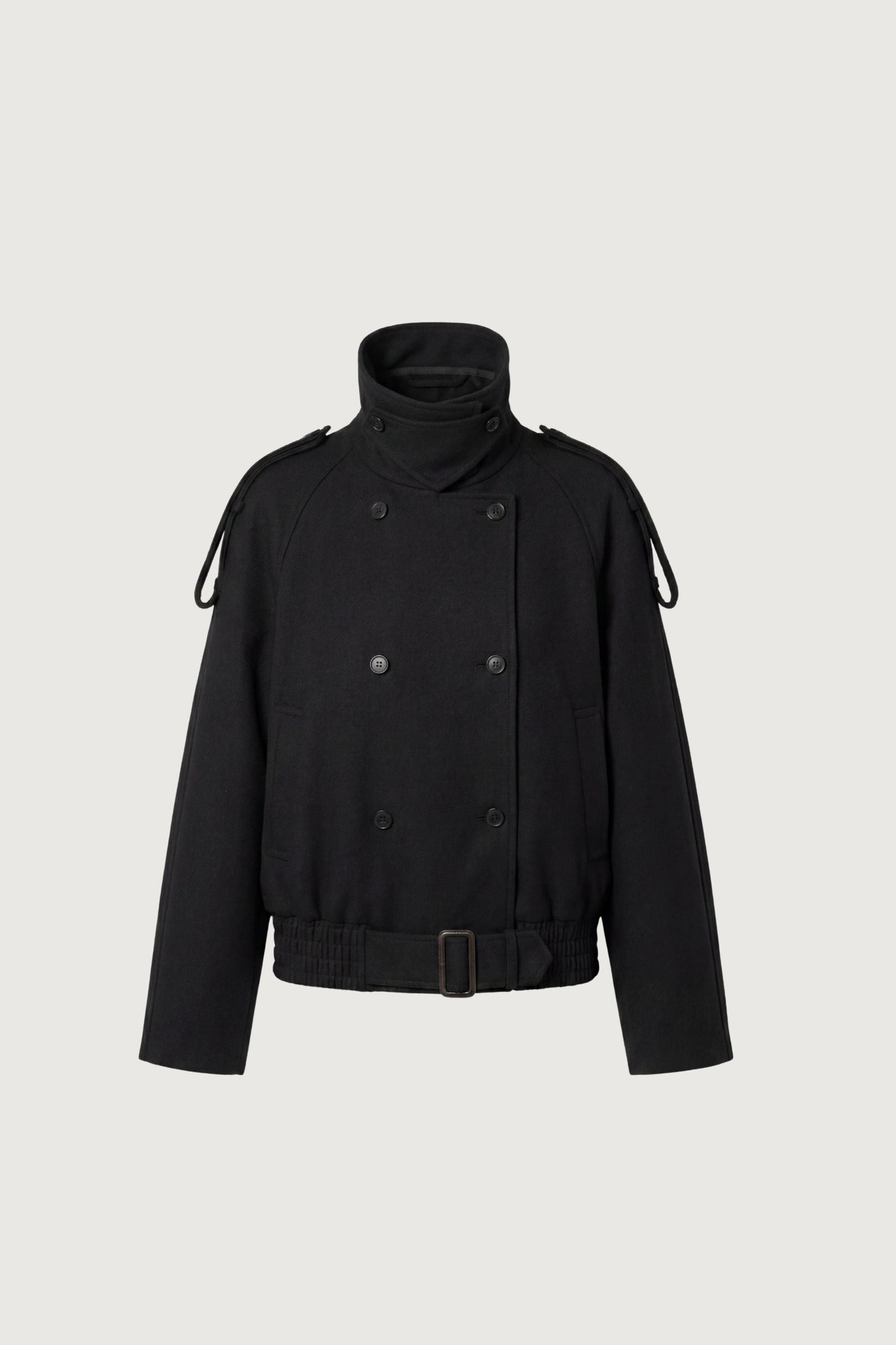 SHORT DOUBLE-BREASTED FUNNEL NECK TRENCH COAT
