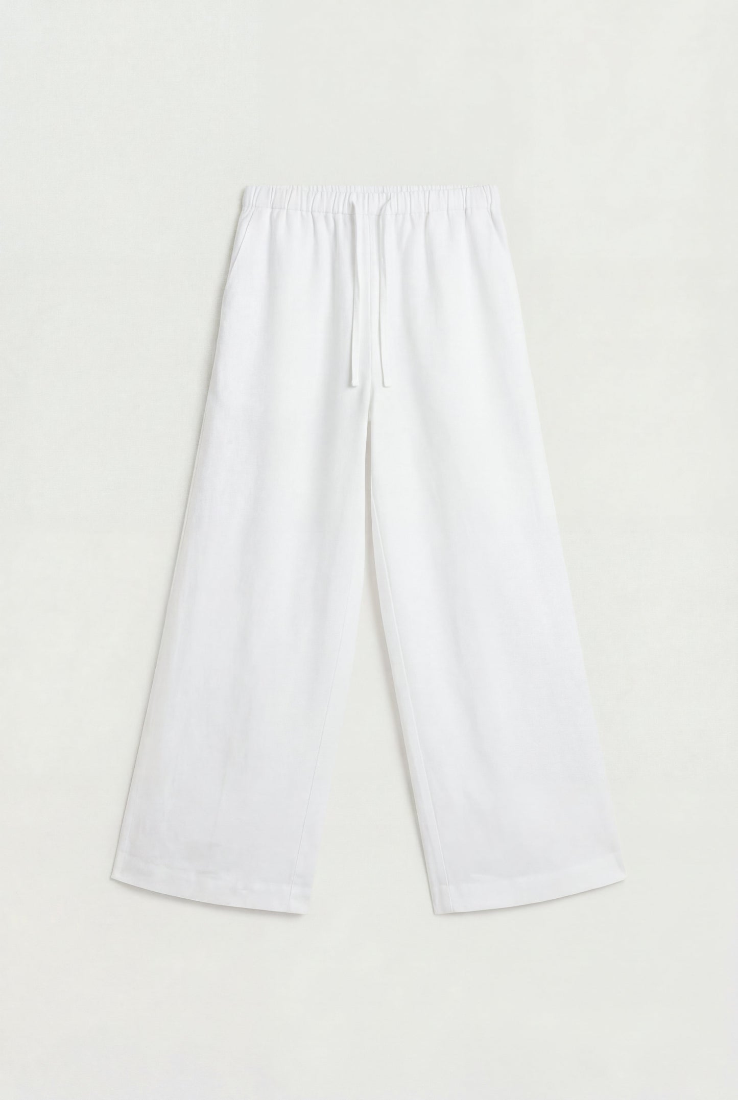 DRAWSTRING WIDE LEG LINEN BLEND PANT