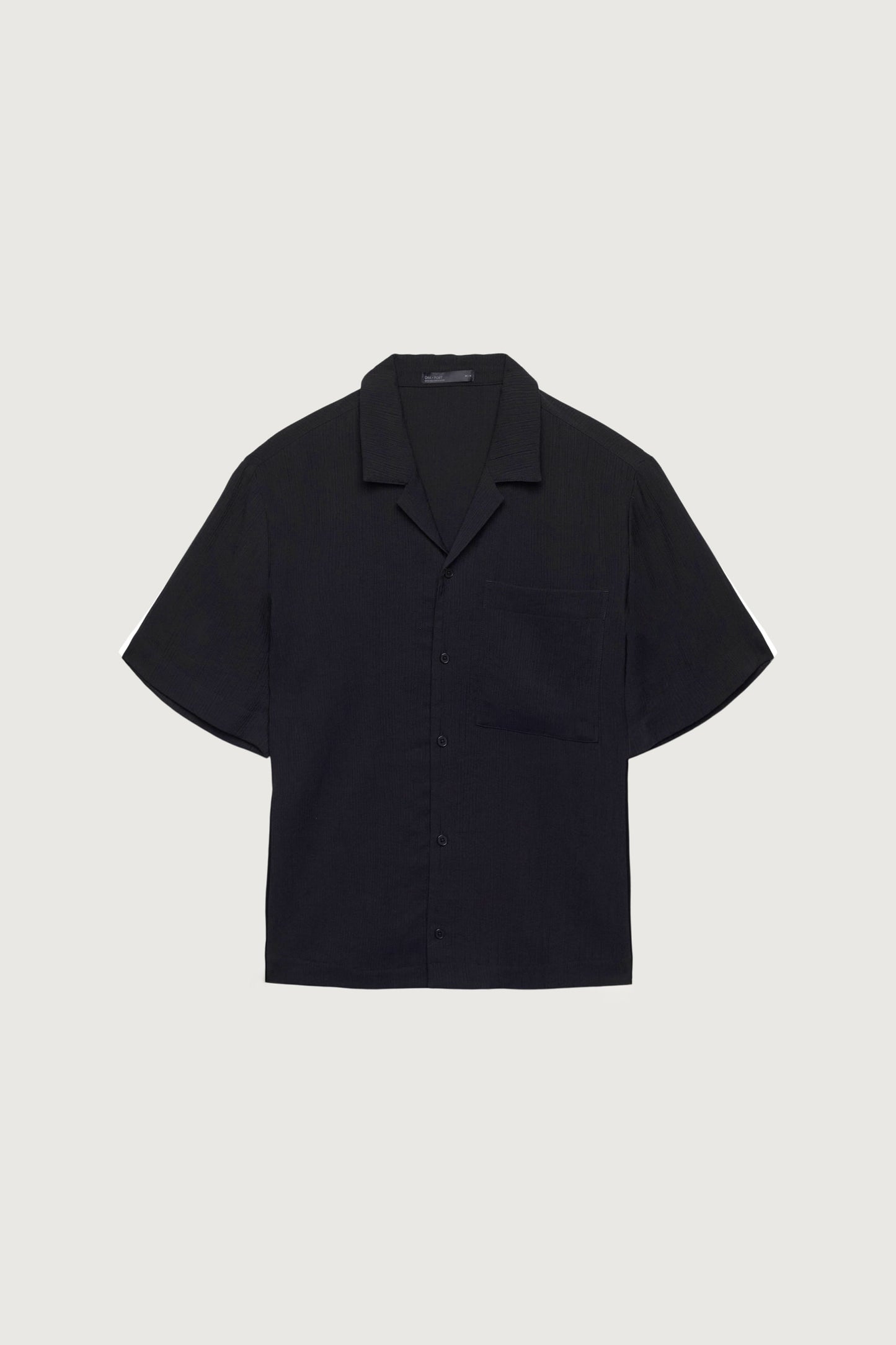 CRINKLED SHORT SLEEVE BUTTON UP SHIRT