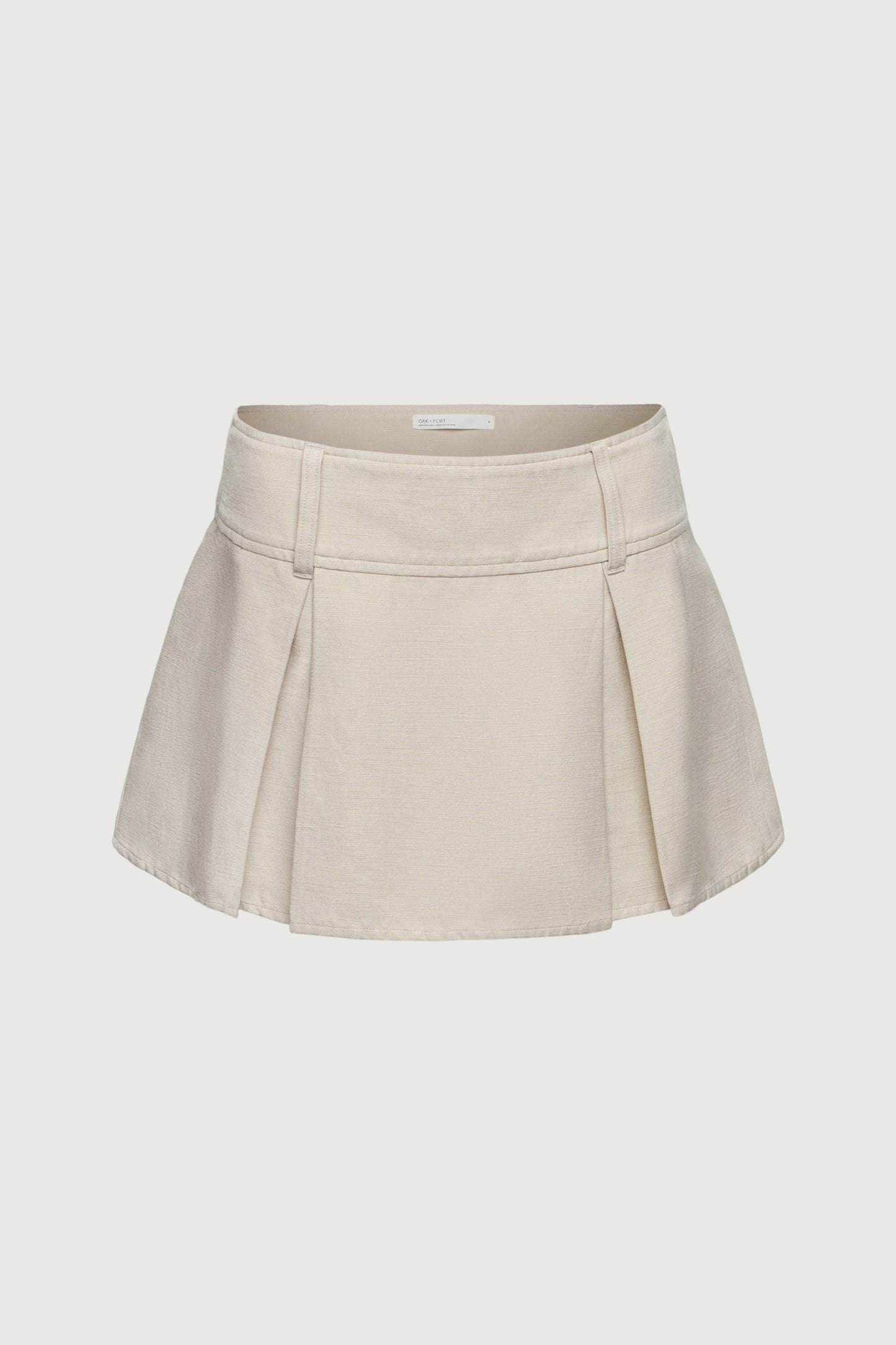 LINEN BLEND PLEATED MINI SKIRT