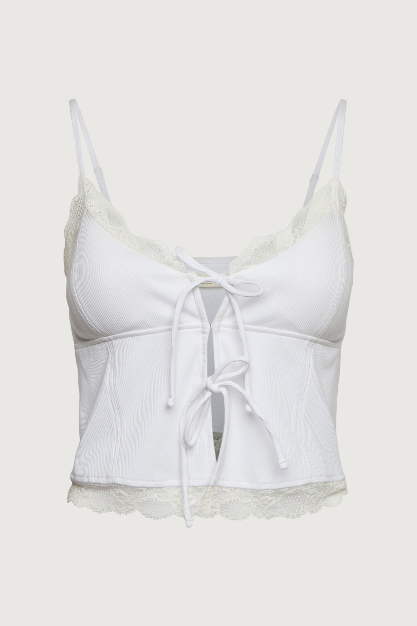 TIE FRONT LACE TRIM TANK CAMISOLE