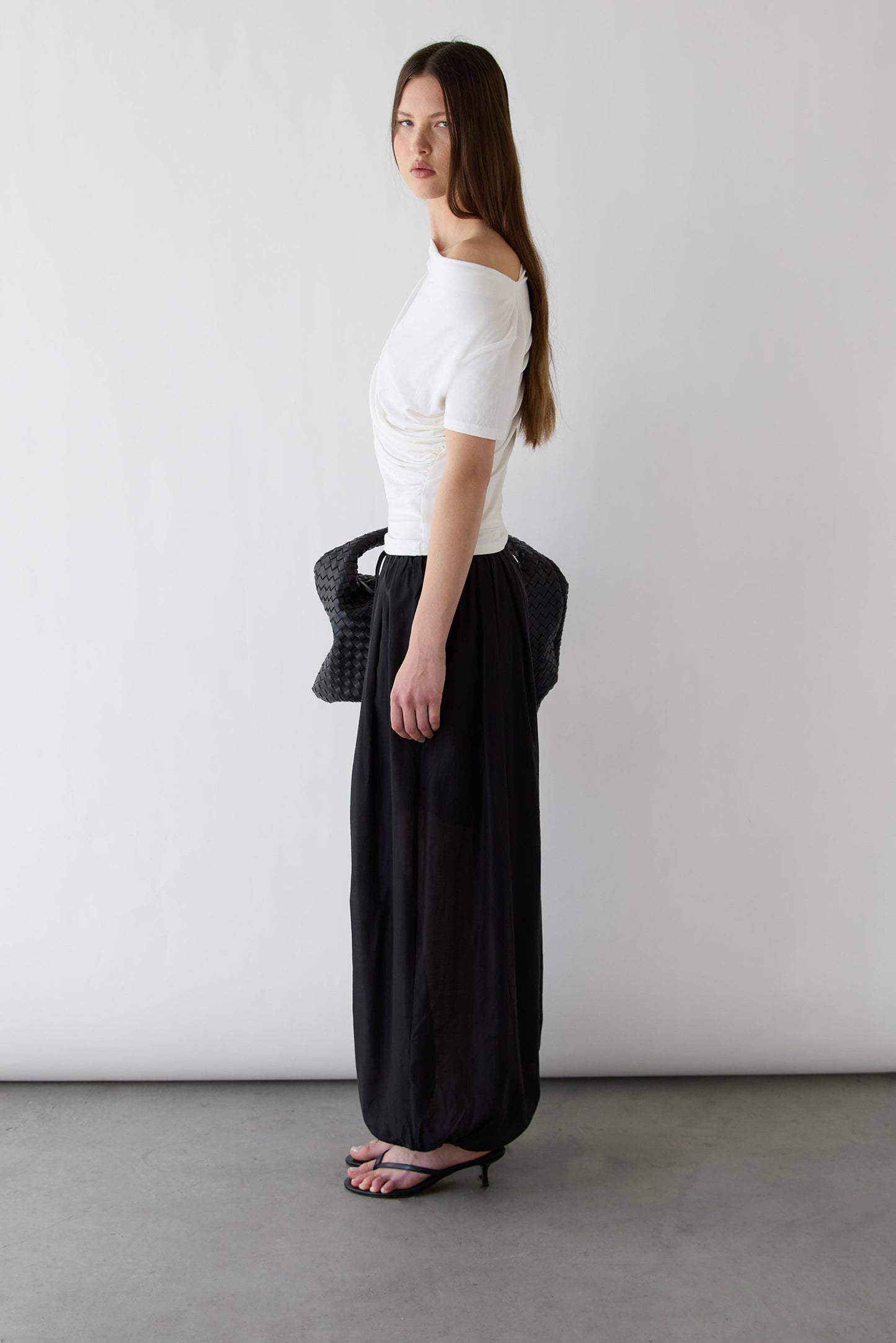 BOAT NECK TOP WITH SHIRRED SIDE DETAIL