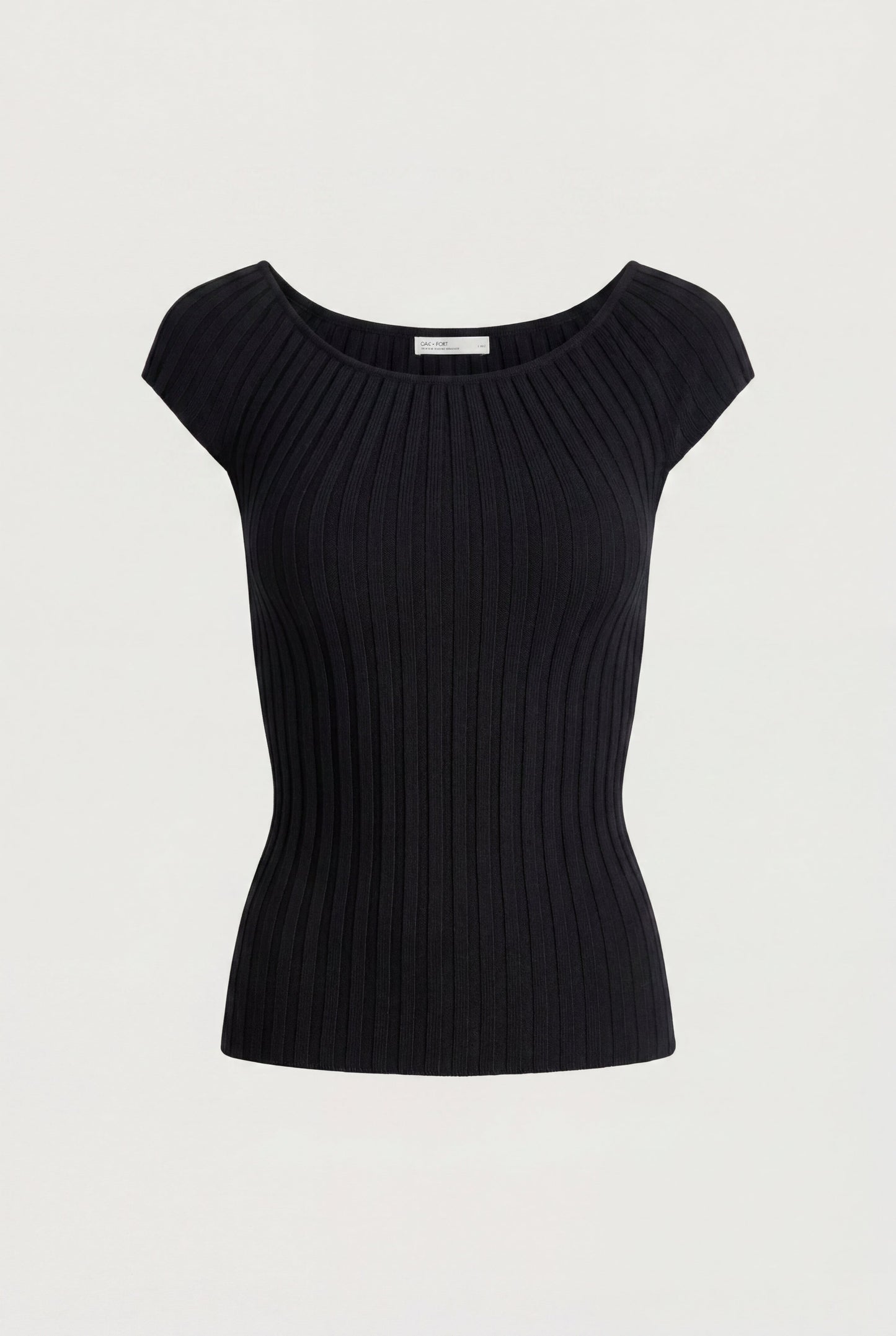 TEXTURED RIBBED KNIT CAP SLEEVE TOP