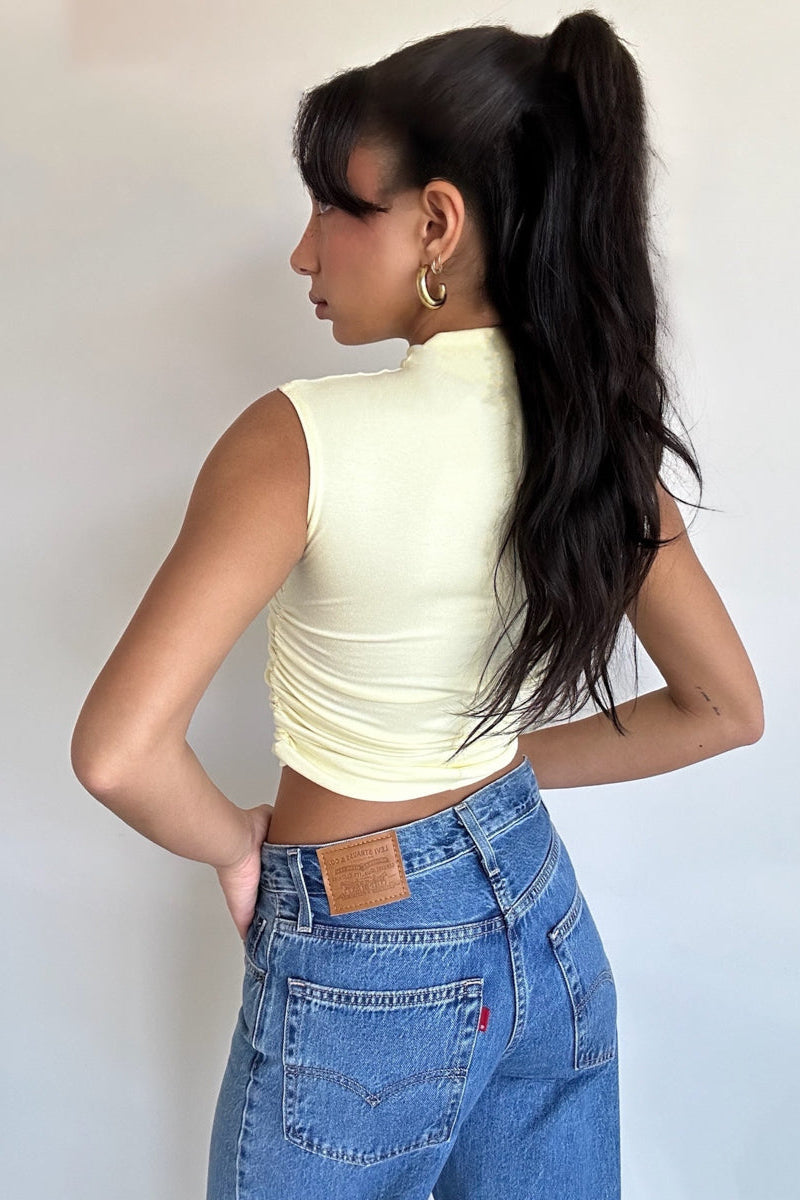 Taylor Ruched High Neck Tank Top