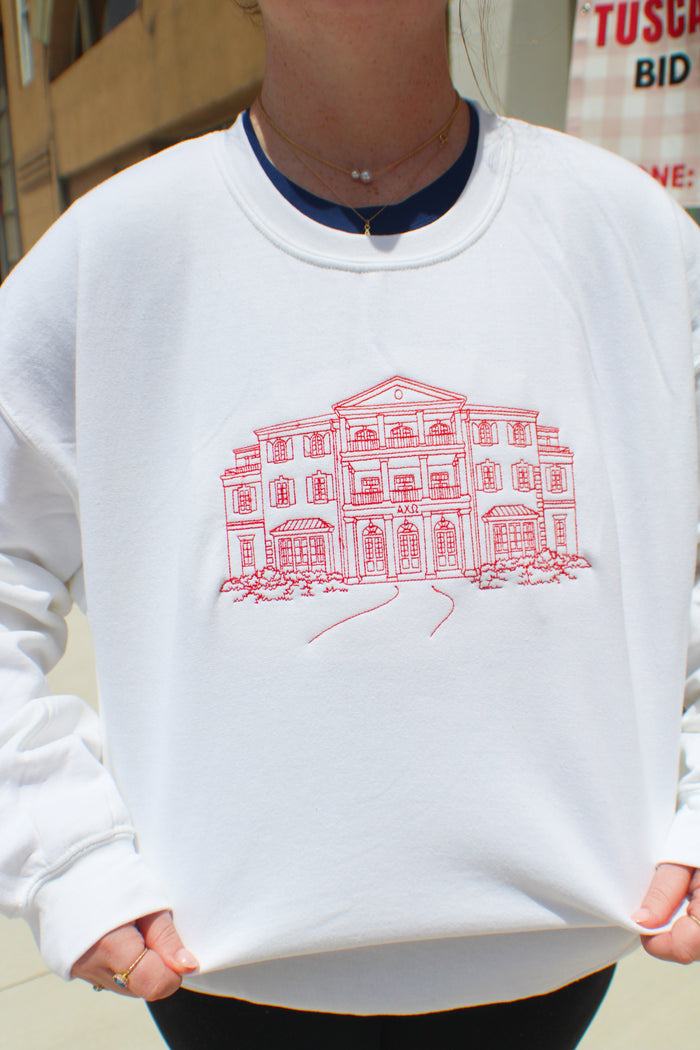 Alpha Chi Omega Embroidered House Crewneck