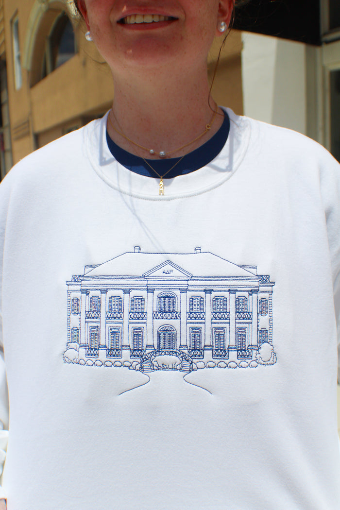 Alpha Delta Pi Embroidered House Crewneck