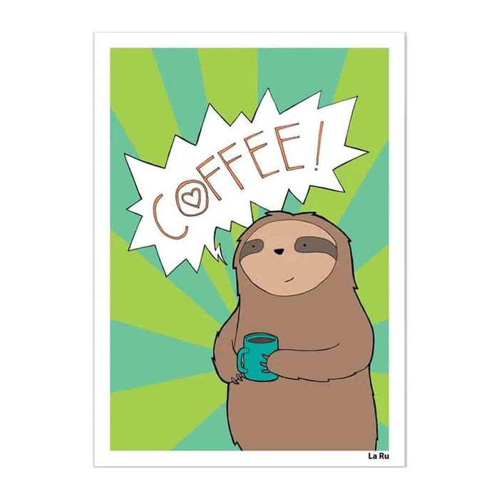 Art Print - Coffee Sloth (Assorted Sizes) by LaRu