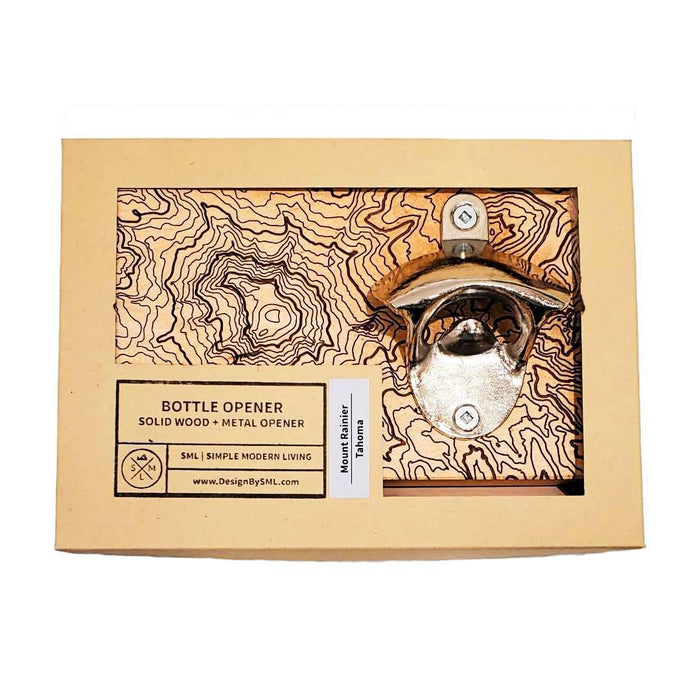 Bottle Opener - Maple Light Wood Mt Rainier Topography by SML