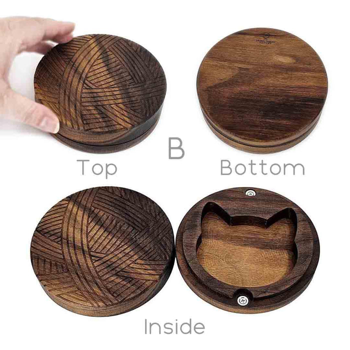 STP101WB $75 - Walnut Yarn Cat 5in Round Wood Box B
