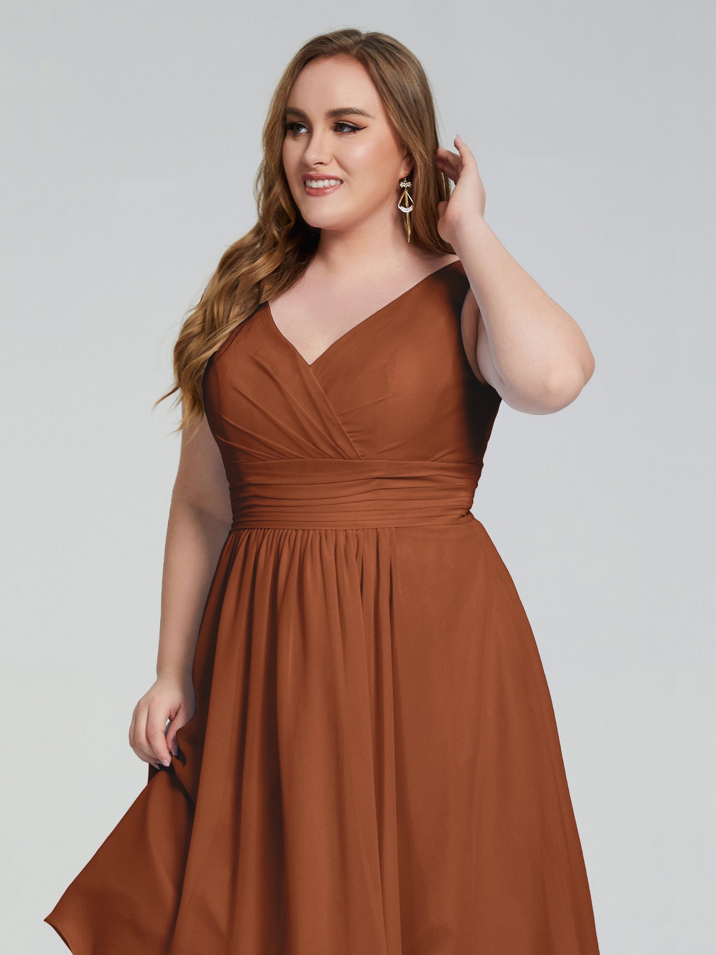 Callie V Neck Midi Mother Of The Bride Dresses With Pockets
