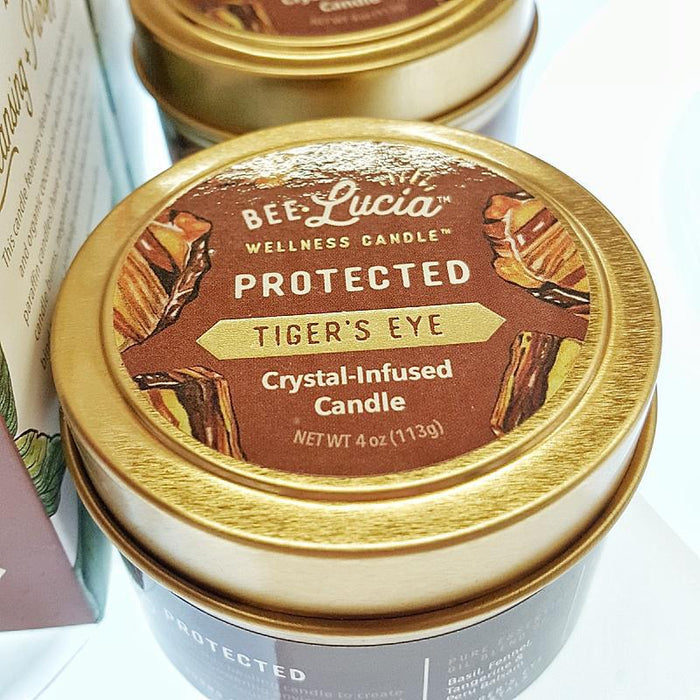 Candle 4oz - Tiger Eye (Protected) 4oz Travel Tin by Bee Lucia