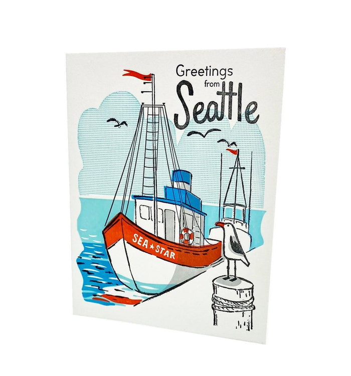 Card - Seattle - Greetings from Seattle Dock by Ilee Papergoods