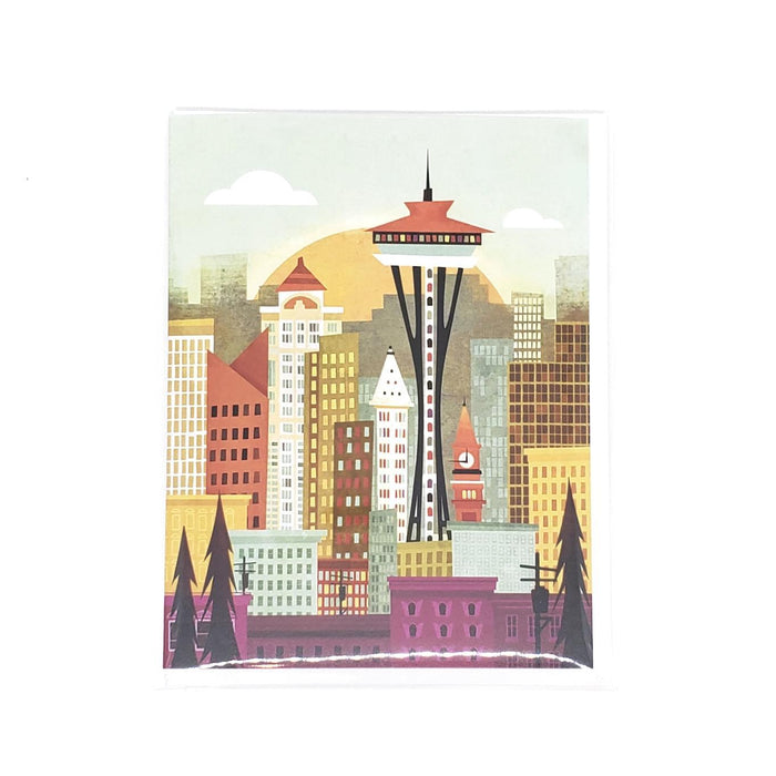 Card - Seattle - Space Needle Skyline by Amber Leaders Designs