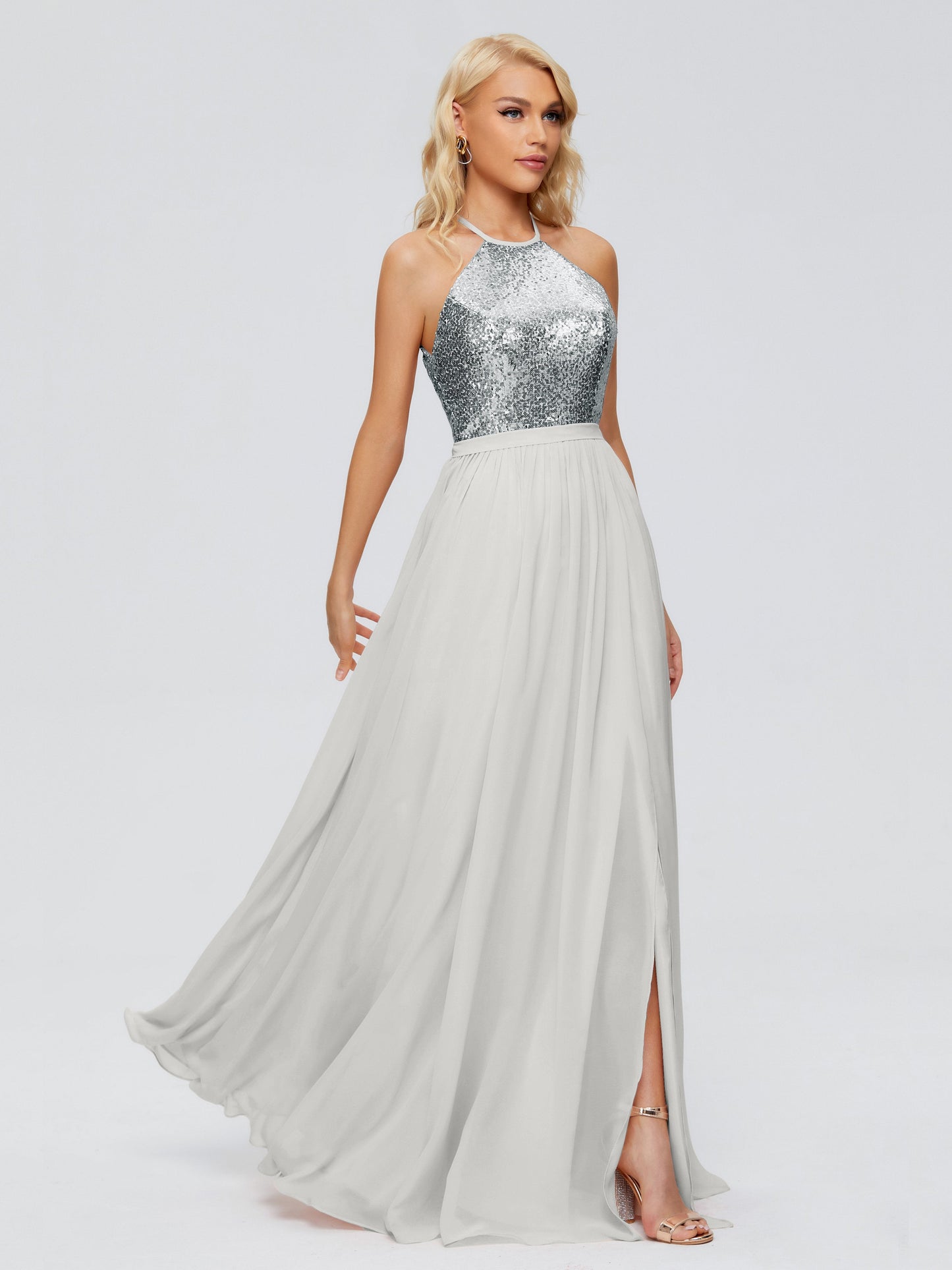 Jasmine Halter Sequins Bridesmaid Dress