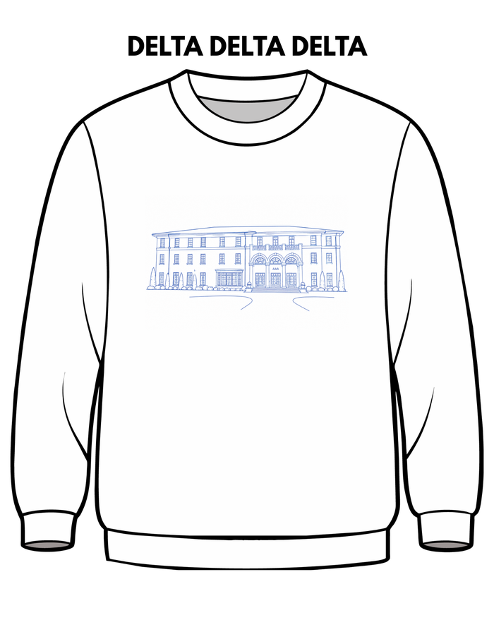 Delta Delta Delta Embroidered House Crewneck