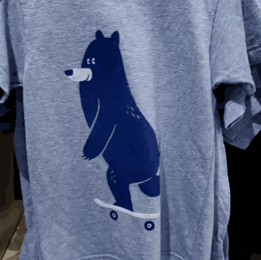Kids Tee - Bear on Skateboard Blue Tee (2T - L) by Factory 43