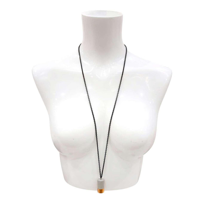 Necklace - Gilded Concrete Cylinder Pendant (Copper) by Studio Corbelle