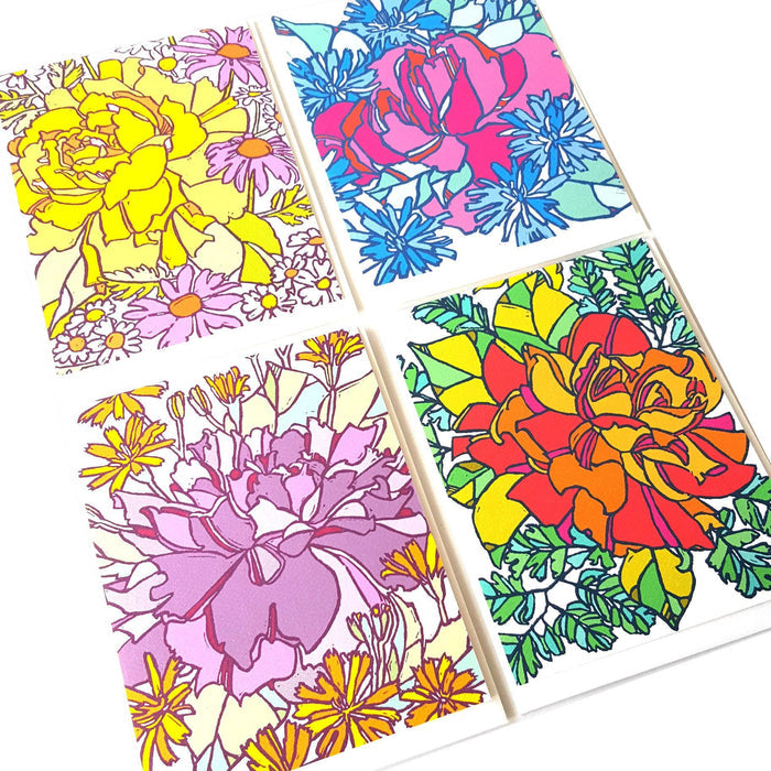 Set of 8 - All Occasion -Assorted Botanical Rose Cards by Little Green