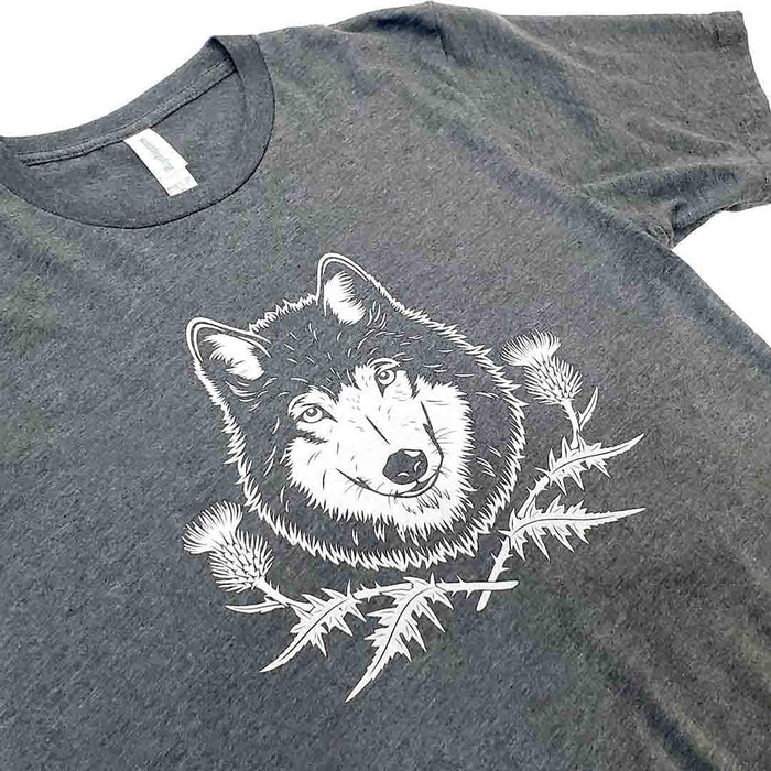 Short Sleeve - Gray Wolf Thistle Crew Neck by Uzura
