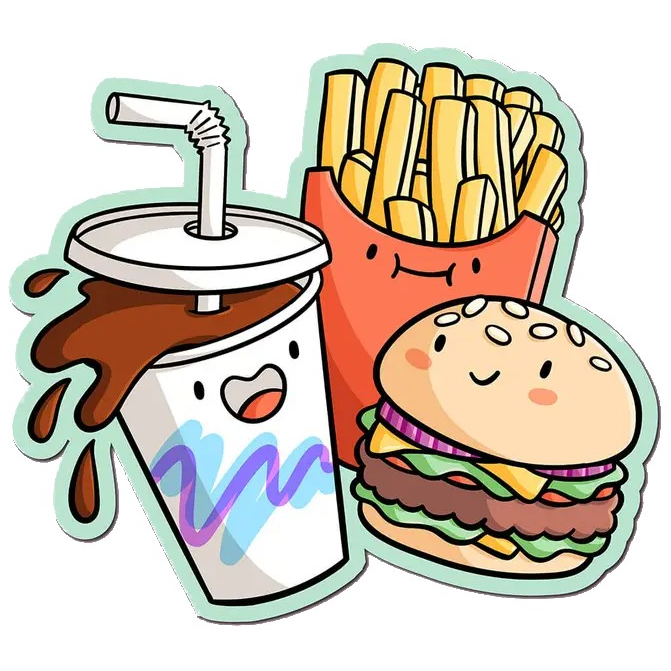 EMS077 $5.50 - Fast Food Friends Vinyl Sticker
