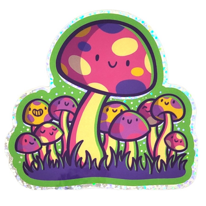 EMS053 $5.50 - Glitter Mushroom Vinyl Sticker