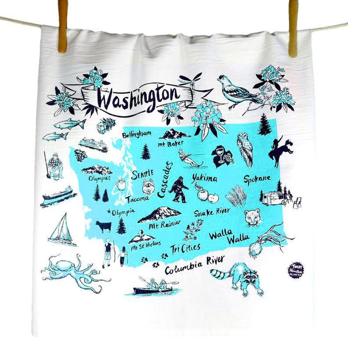 Tea Towel - Washington State (Orange or Teal) by Oliotto