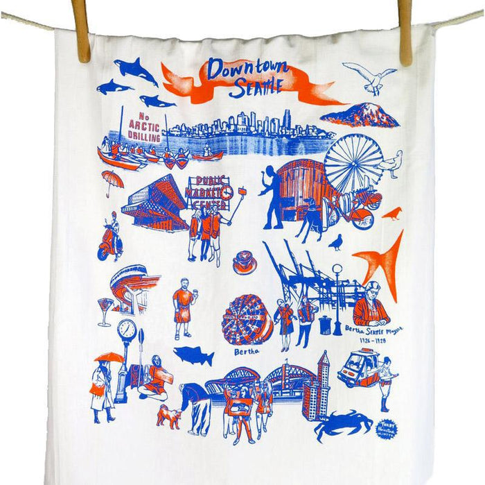 Tea Towels - Downtown Seattle by Oliotto