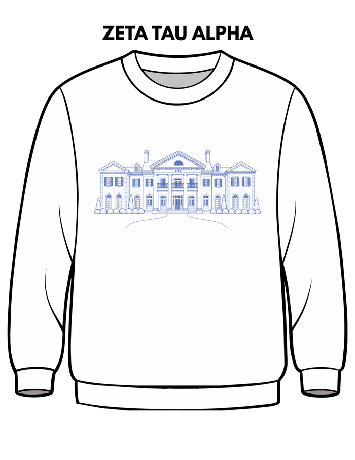 Zeta Tau Alpha Embroidered House Crewneck