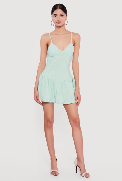 Textured Knit Mini Cami Skater Dress