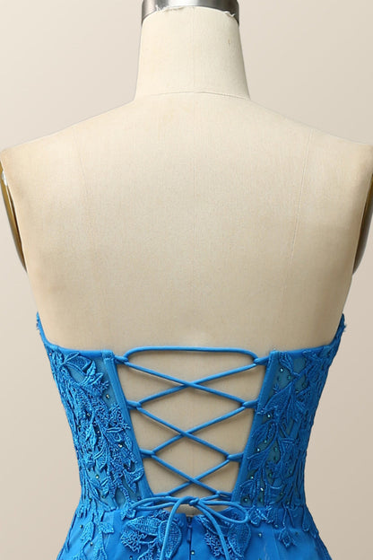 Sweetheart Blue Lace Mermaid Dress
