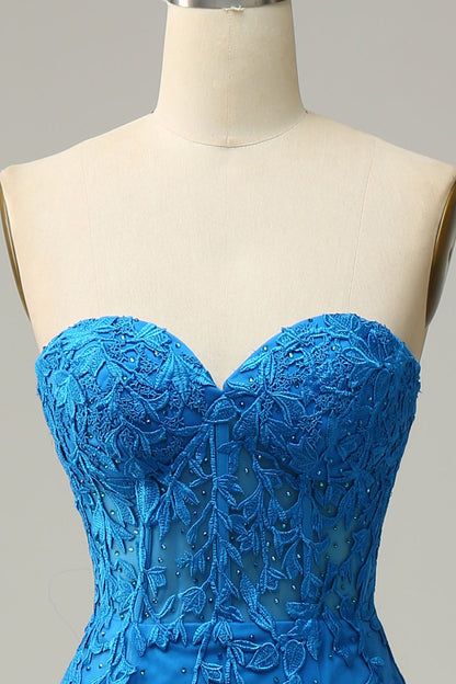 Sweetheart Blue Lace Mermaid Dress