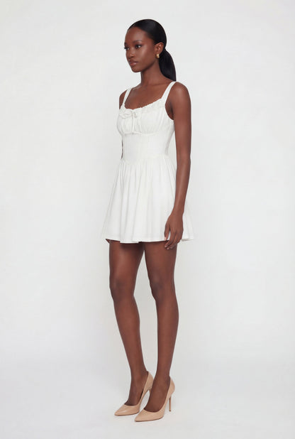 Drawstring Front Bustier Skater Dress