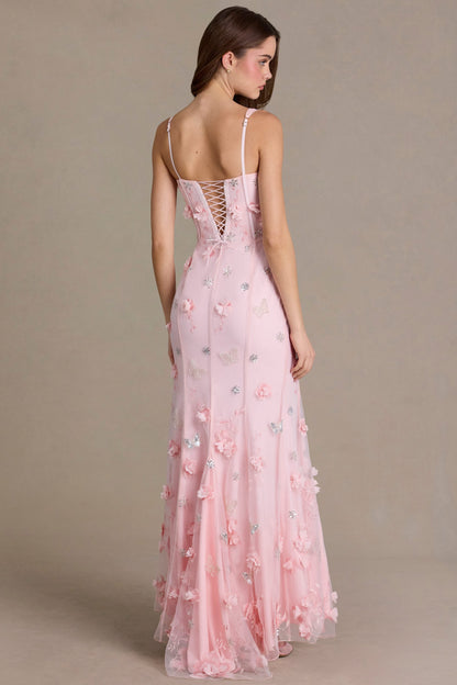 Embellished Corset Gown in Baby Pink