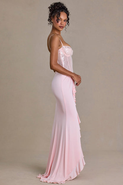 Embellished Lace Corset Gown in Blossom