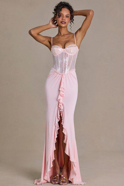Embellished Lace Corset Gown in Blossom