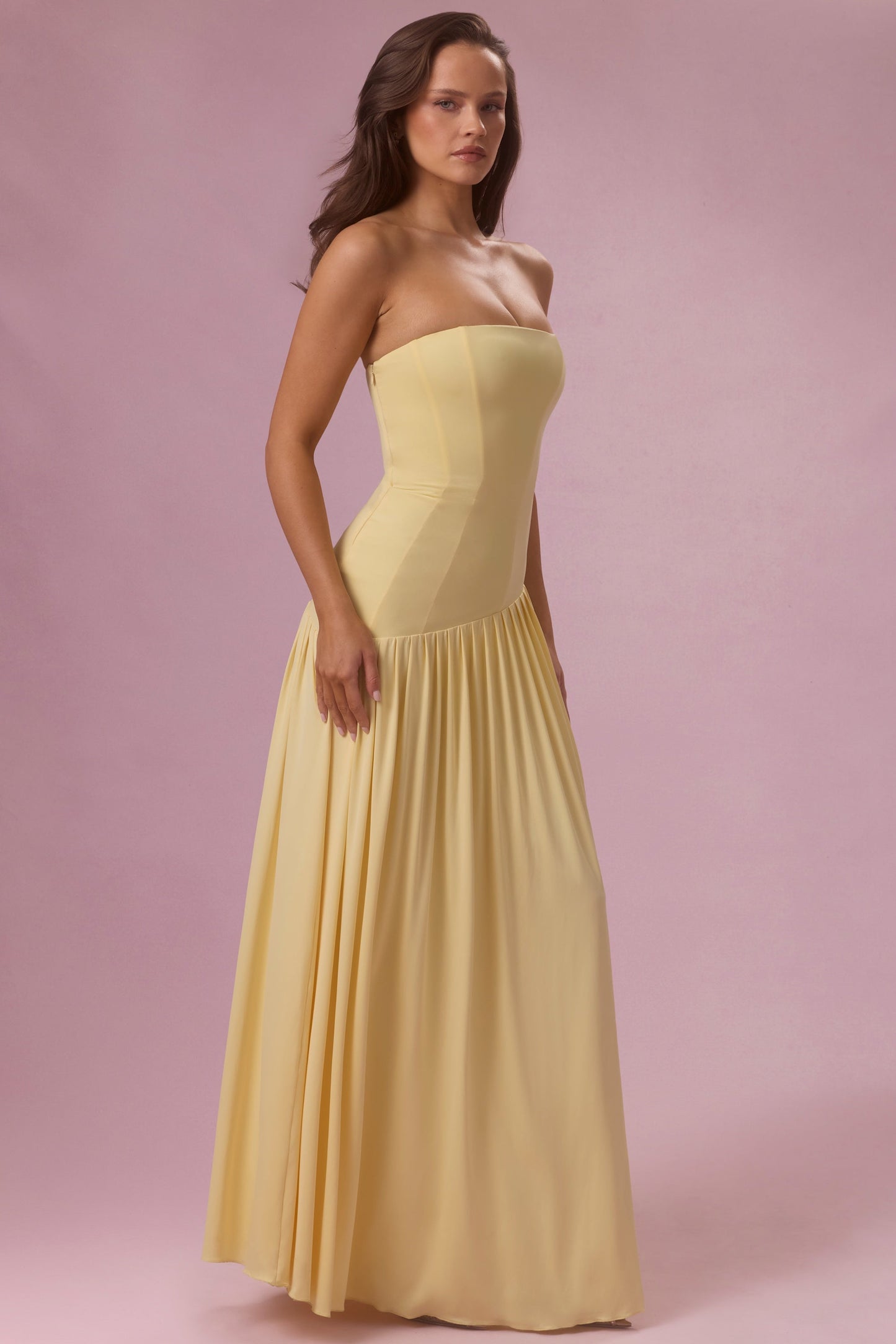 Jersey Strapless Gown in Butter