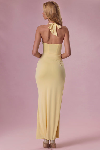 Jersey Corset Bridesmaid Dress in Butter Yellow