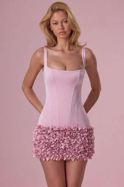 Satin Mini Dress in Blush Pink