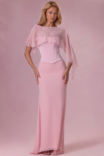 Satin Corset Bridesmaid Dress in Blush