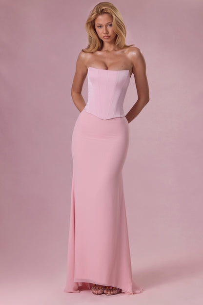 Satin Corset Bridesmaid Dress in Blush