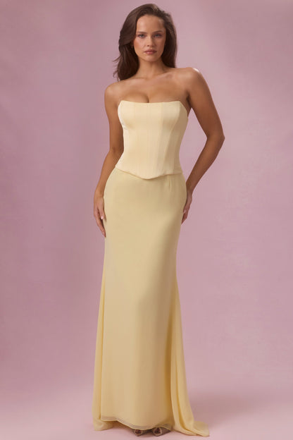 Satin Corset Bridesmaid Dress in Butter Yellow