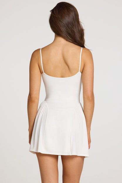 Modal Lace-Trim Mini Dress in White