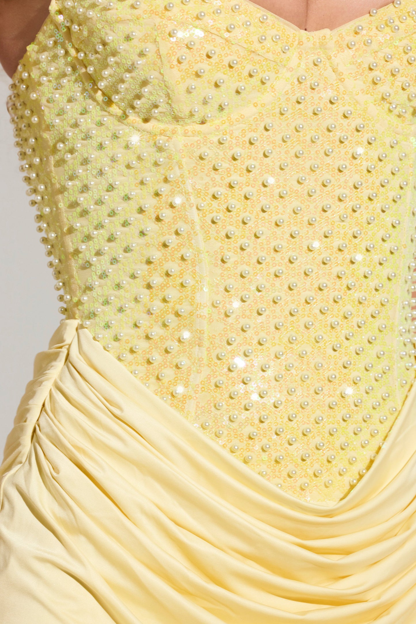 Embellished Corset Mini Dress  in Lemon Yellow
