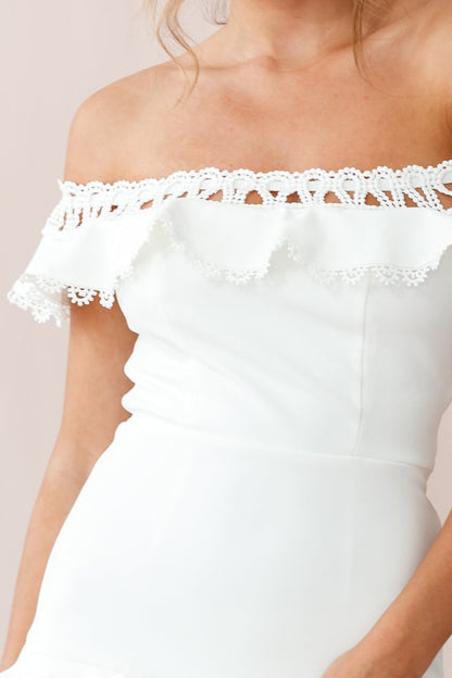 Maddie Off-Shoulder Lace Embroidery Dress White